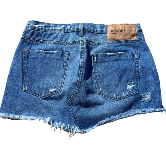 One Teaspoon Junkyard Denim Mini Skirt, Texan Blue, Size 27 - Picture 2 of 11